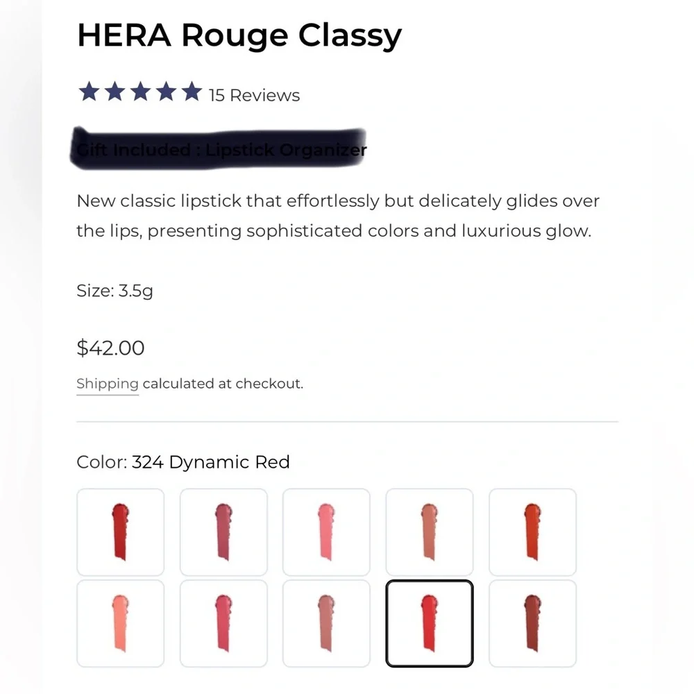 New Hera Rouge Classy Lipsticks Bundle of 2-- 181 Cliche and 324 Dynamic Red Set